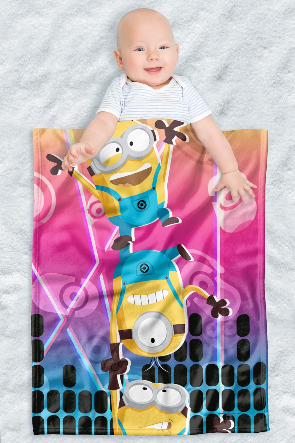 LOGOVISION Minions Lightweight Baby Blanket, 30"X40", Minions CMYK Rave Unisex for Infants Girls & Boys