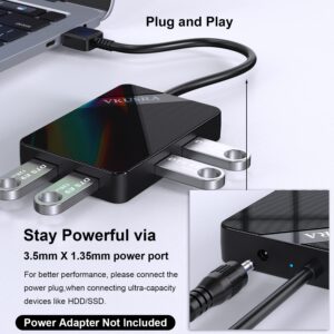 USB Hub 3.0, VKUSRA 4-Port USB Splitter Ultra-Slim USB 3.0 Hub, Mini USB Hub for Laptop, PC, Compatible with Windows, MacBook Air, Surface Pro, XPS, USB Flash Drives(0.5FT/0.15M)