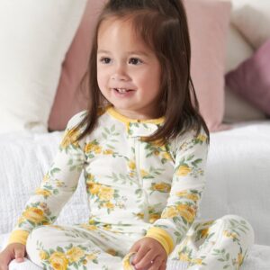 Gerber Baby Girl's 4-Pack Footed Pajamas, Roses and Fox, 12 Months