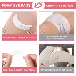 Pretty memory 100 Pairs Foam Eye Pads for Lash Extensions, Lint Free Hypoallergenic Sticky Lash Pads, Under Eye Pads for Lash Extensions, Lash Tech Supplies Must Haves, Latex Free