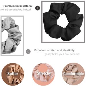 IVARYSS Neutral Scrunchies for Women, Premium Satin Softer than Silk, Solid Elastic Bands Ponytail Holder Hair Accessories, 12 Pack