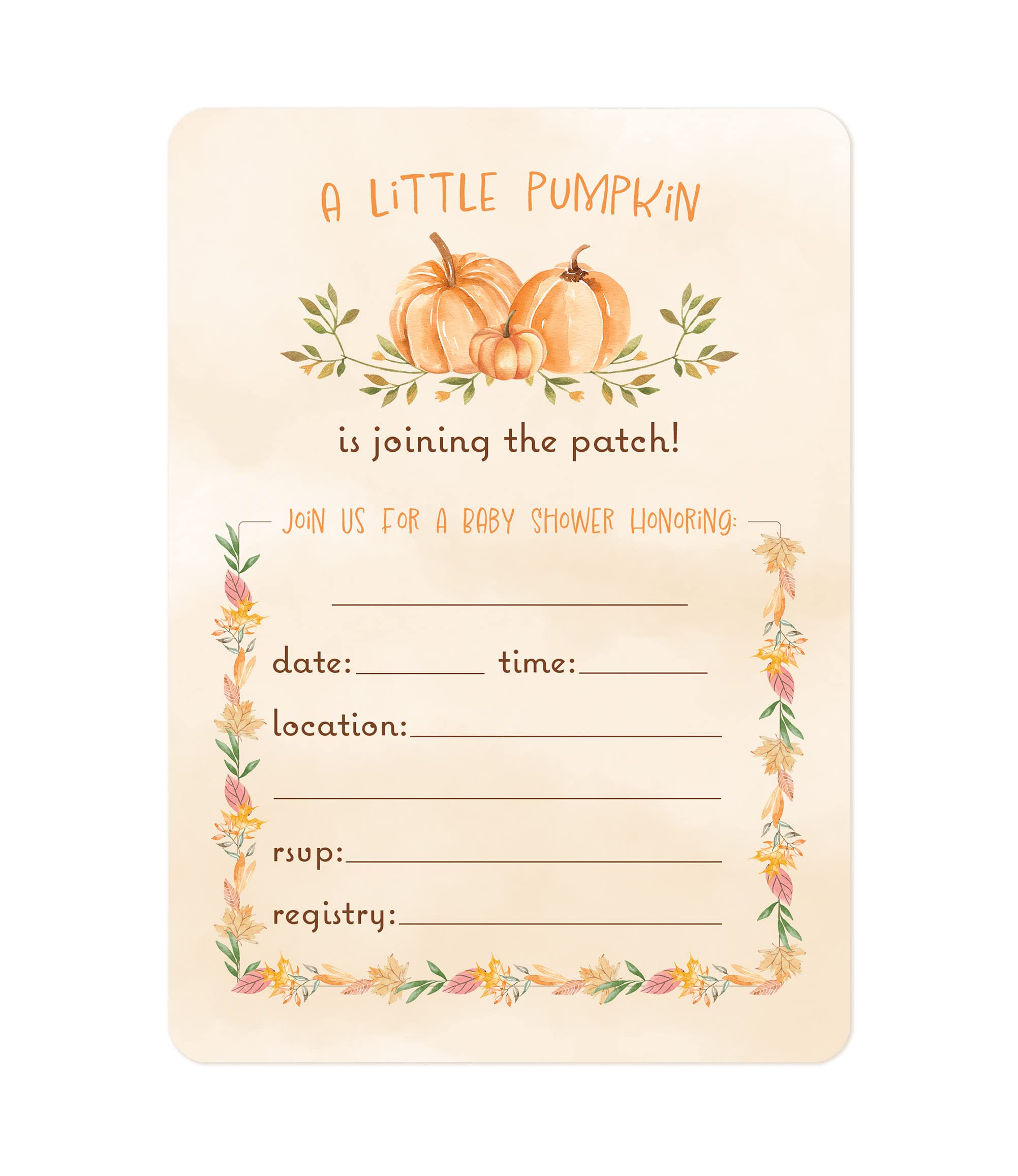 M Market On Mainstreet Pumpkin Patch Invitations & Thank You Cards, Including Envelopes, 25 Count, Made In The U.S.A. (Baby Shower Invite)