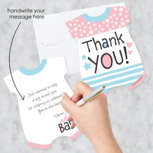 Big Dot of Happiness Baby Gender Reveal - Shaped Thank You Cards - Team Boy or Girl Party Thank You Note Cards with Envelopes - Set of 12