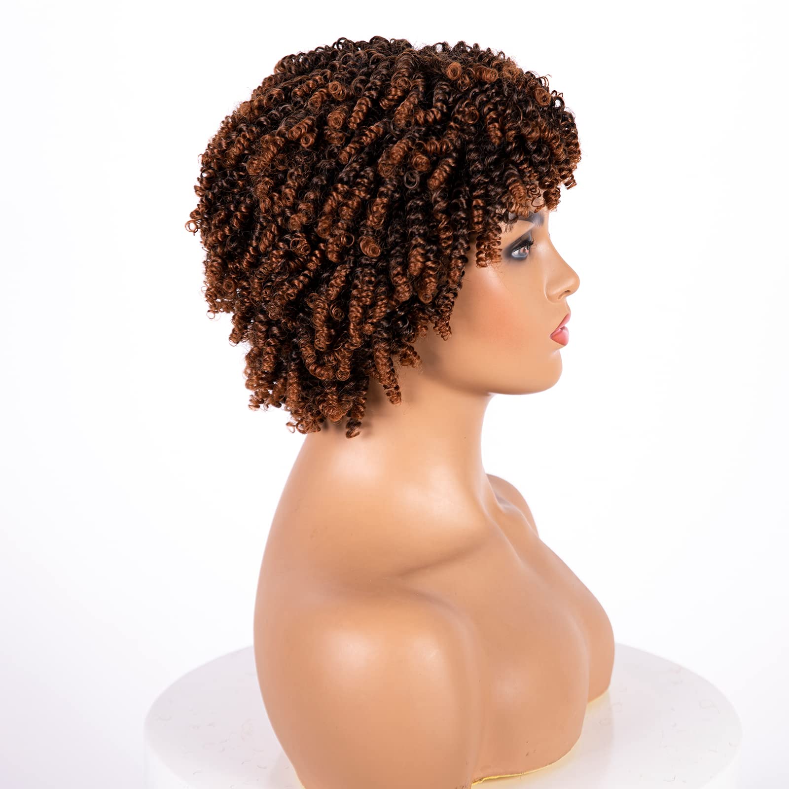 Unonet Short Afro Curly Wigs for Black Women, Soft Breatable Synthetic Curly Afro Wigs, Short Afro Wigs for Woman Cosplay Daily Party Use (1BT30)