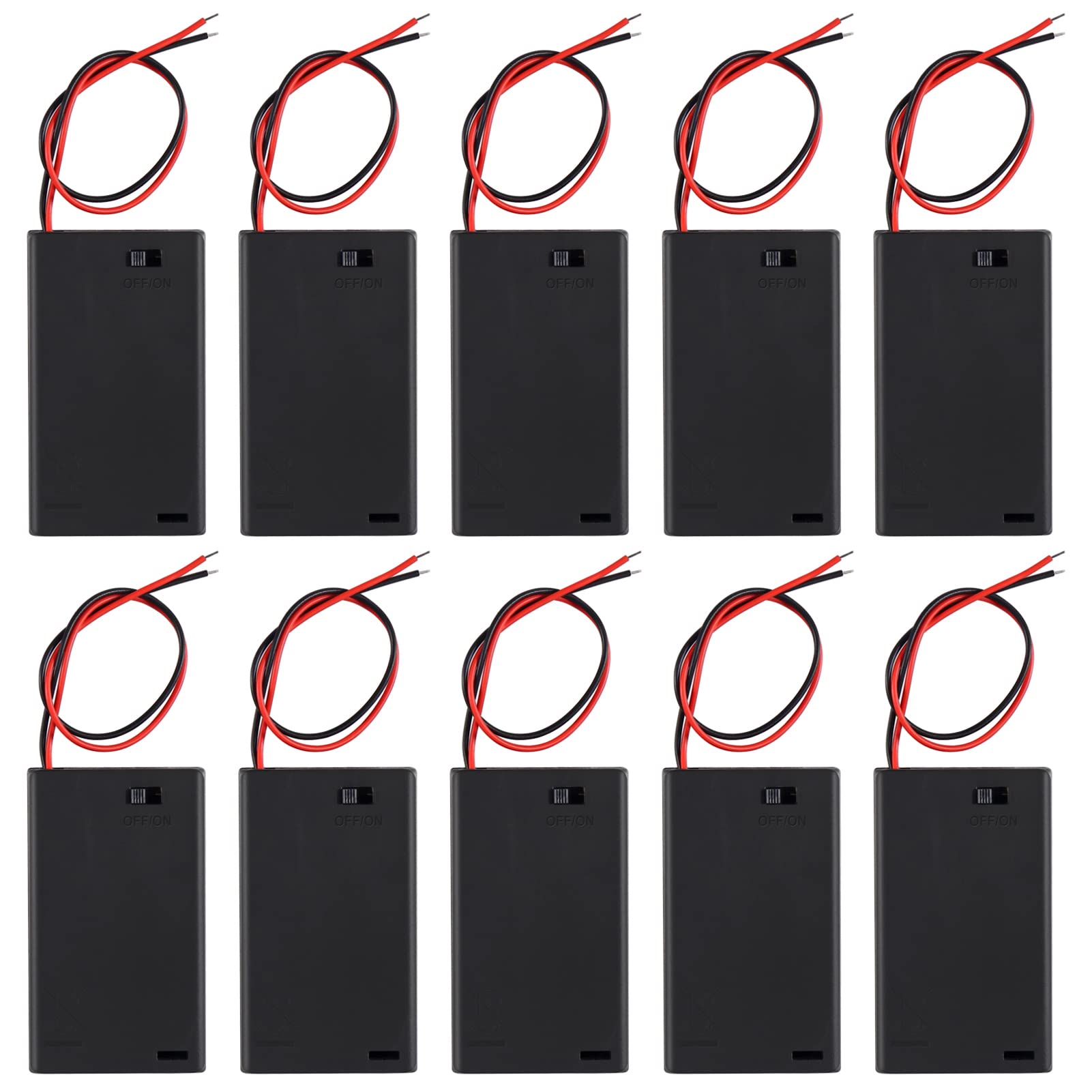 DIANN 10pcs AAA Battery Holder with Switch ON Off Case Back Cover 3X 1.5V Batteries Charger Holder Spring Clip Storage Box Cell Cable