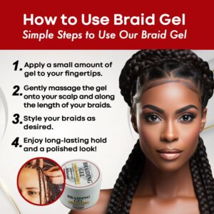 BELLATIQUE Professional Braiding Gel Maximum Hold Gel for All Hair Types (8.81 Oz) - No Flaking, No Whitening, Fast Drying, High Shine, Lasts Up to 48 Hrs