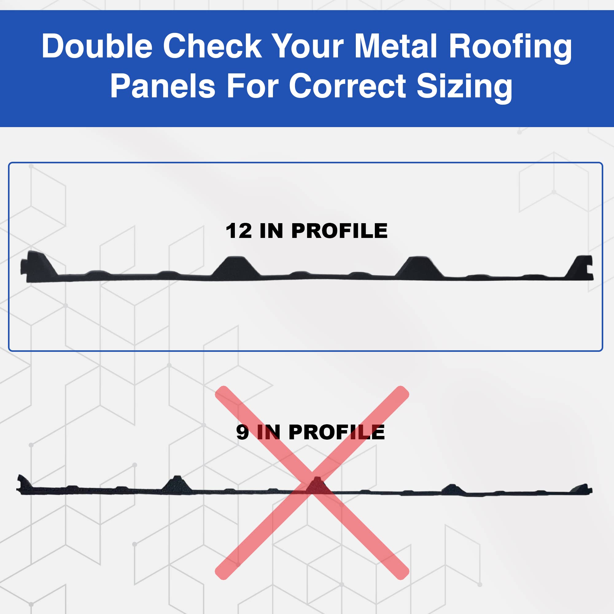 Duco 12 Inch Inside Profile (20 Pack) R Panel Foam Closure Strips for Metal Roofing Panels - 3 Feet Long, Black Rib Corrugated Metal Roof Foam Closure Strips