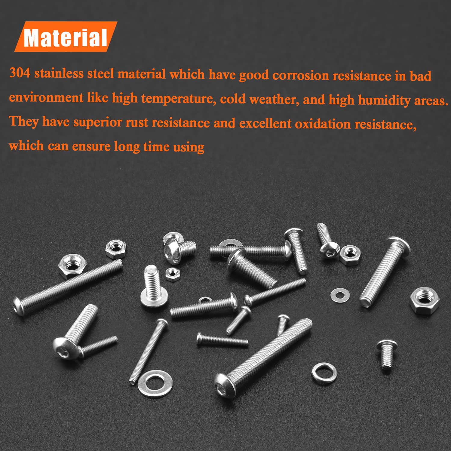 HELIFOUNER 1500 Pieces M2 M3 M4, 304 Stainless Steel Button Head Socket Cap Metric Screws Bolts Washers Nuts Hardware Assortment Kit with Hex Wrenches