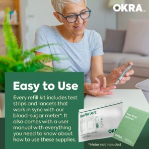 OKRA Pro Test Strips and Lancets for 100 tests Refill Kit