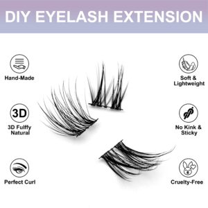 KOUSEI Clusters Lash Individual DIY Eyelashes Extension Lashes Segmented 48 Clusters Eyelash Wispy Fake Lashes Natural Look Soft Lashes (48pcs 10-16mm)