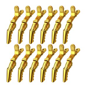 premium hair clips 12 pack - large croc clips for thick hair styling and sectioning - gold