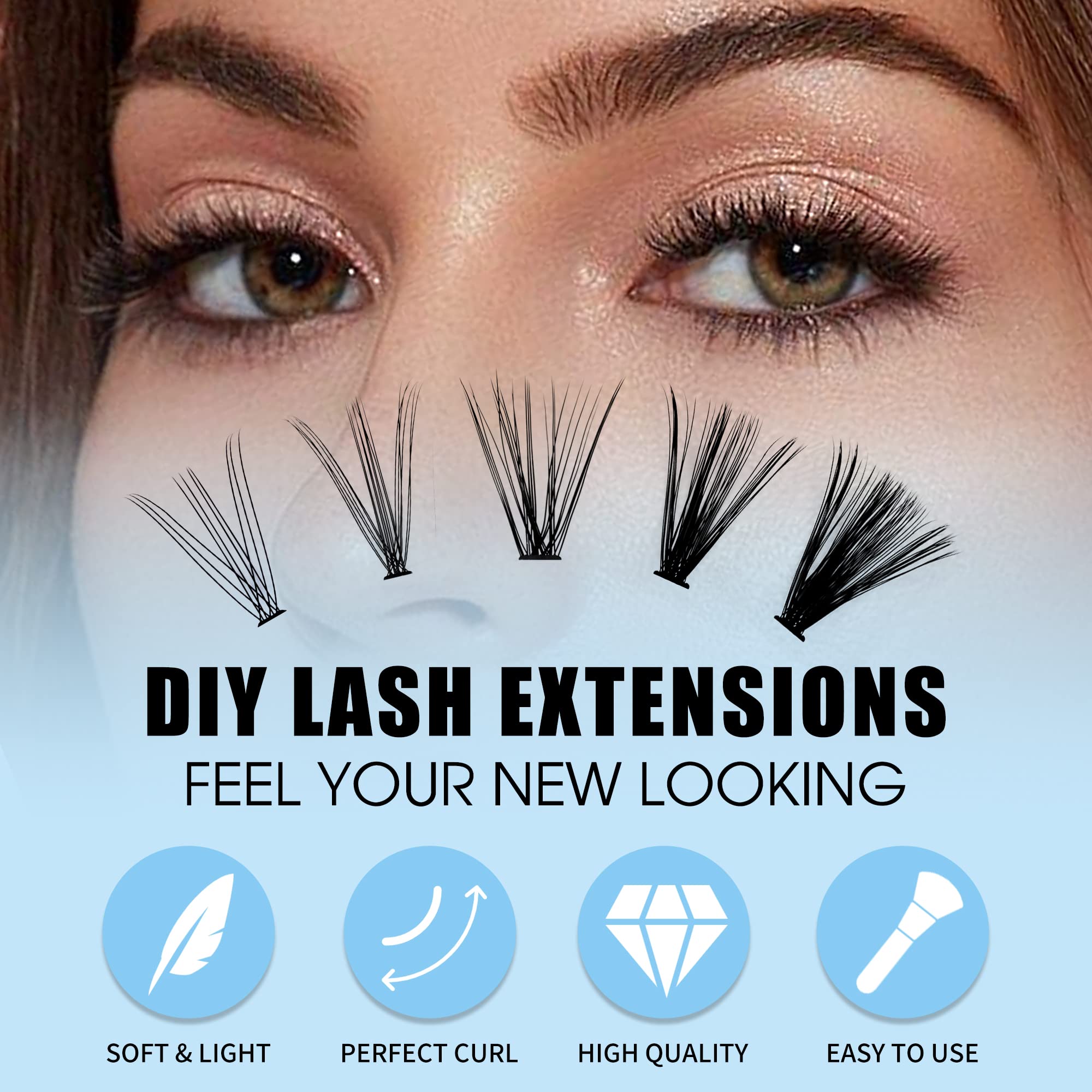 Lash Clusters Eyelash Clusters 280 PCS Cluster Eyelash Extensions Soft&Natural Individual Lashes Mink Cluster Lashes DIY At Home Lash Extension Clusters By GEMERRY(30D/40D-D, 8-16mm)