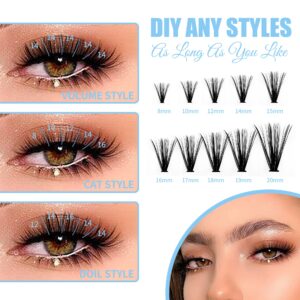 Lash Clusters Eyelash Clusters 280 PCS Cluster Eyelash Extensions Soft&Natural Individual Lashes Mink Cluster Lashes DIY At Home Lash Extension Clusters By GEMERRY(30D/40D-D, 8-16mm)