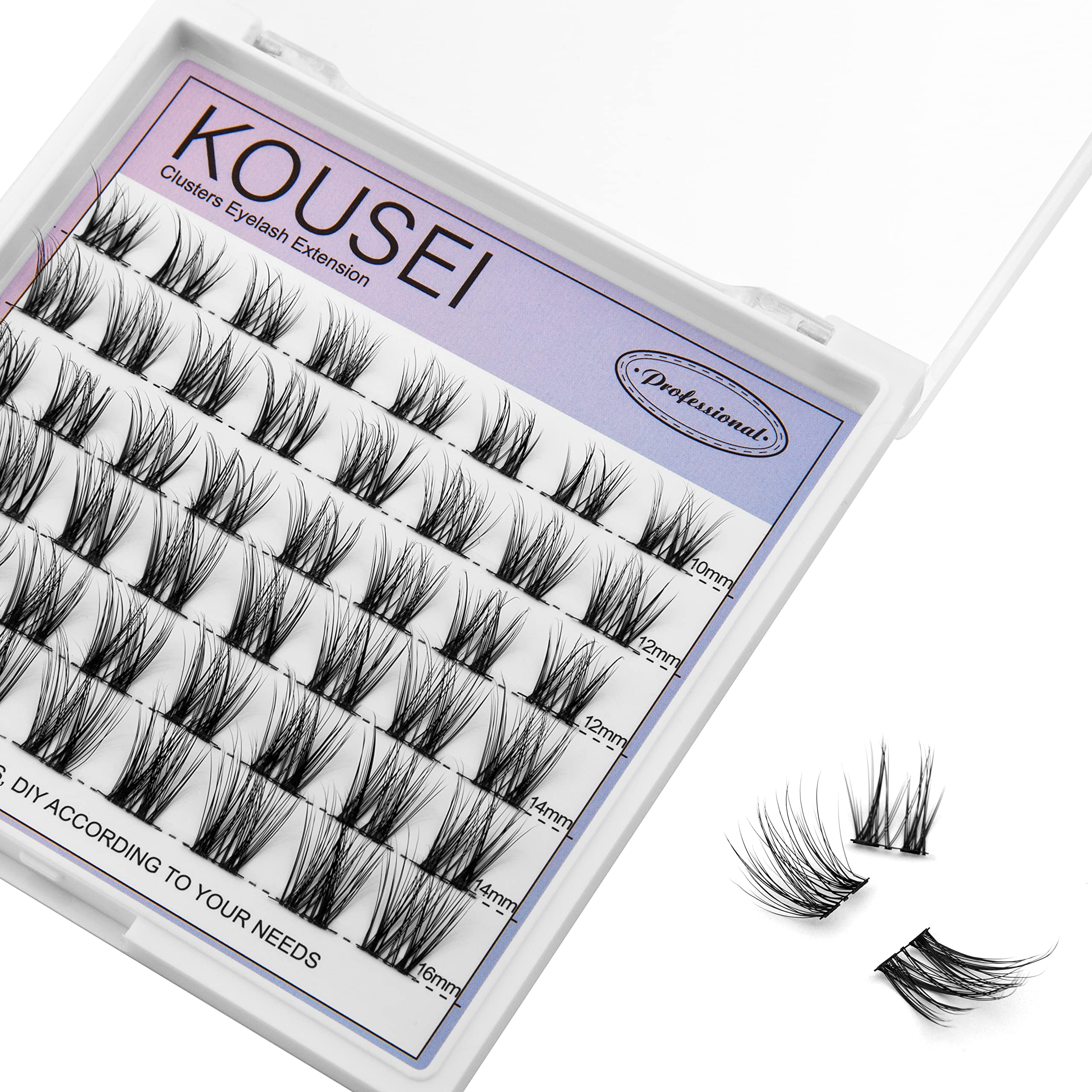 KOUSEI Clusters Lash Individual DIY Eyelashes Extension Lashes Segmented 48 Clusters Eyelash Wispy Fake Lashes Natural Look Soft Lashes (48pcs 10-16mm)