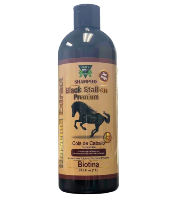 Black Stallion Premium Horsetail Shampoo * New & Improved Formula *Black Stallion Premium Horsetail Shampoo1Lt 50% biotine Shampoo COLA DE CABALLO 1Lt