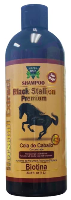 Black Stallion Premium Horsetail Shampoo * New & Improved Formula *Black Stallion Premium Horsetail Shampoo1Lt 50% biotine Shampoo COLA DE CABALLO 1Lt