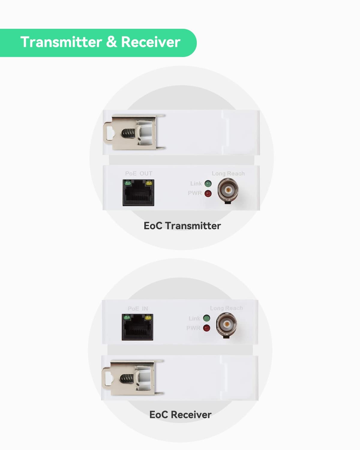 LINOVISION POE Over Coax EOC Converter IP Over Coax Max 3000ft Power and Data Transmission Over Regular RG59 Coaxial Cable for Upgrading Analog Surveillance System to IP Surveillance System (5 Pack)