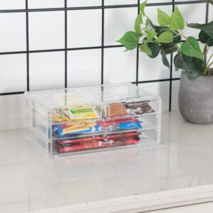 Cq acrylic 2 Pack Clear Acrylic Drawer Organizer Countertop,Stackable 7 Drawers Makeup Storage,Cute cube Make up Organizer for dresser Hair Clip,Beauty Product Desk and Bathroom Organizers and Storage