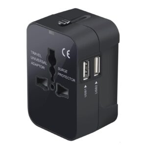 vishui premium travel adapter, portable universal all in one worldwide power adapter, european travel plug adapter, power converter adapter, for ac power plug, car power, with dual usb charging ports