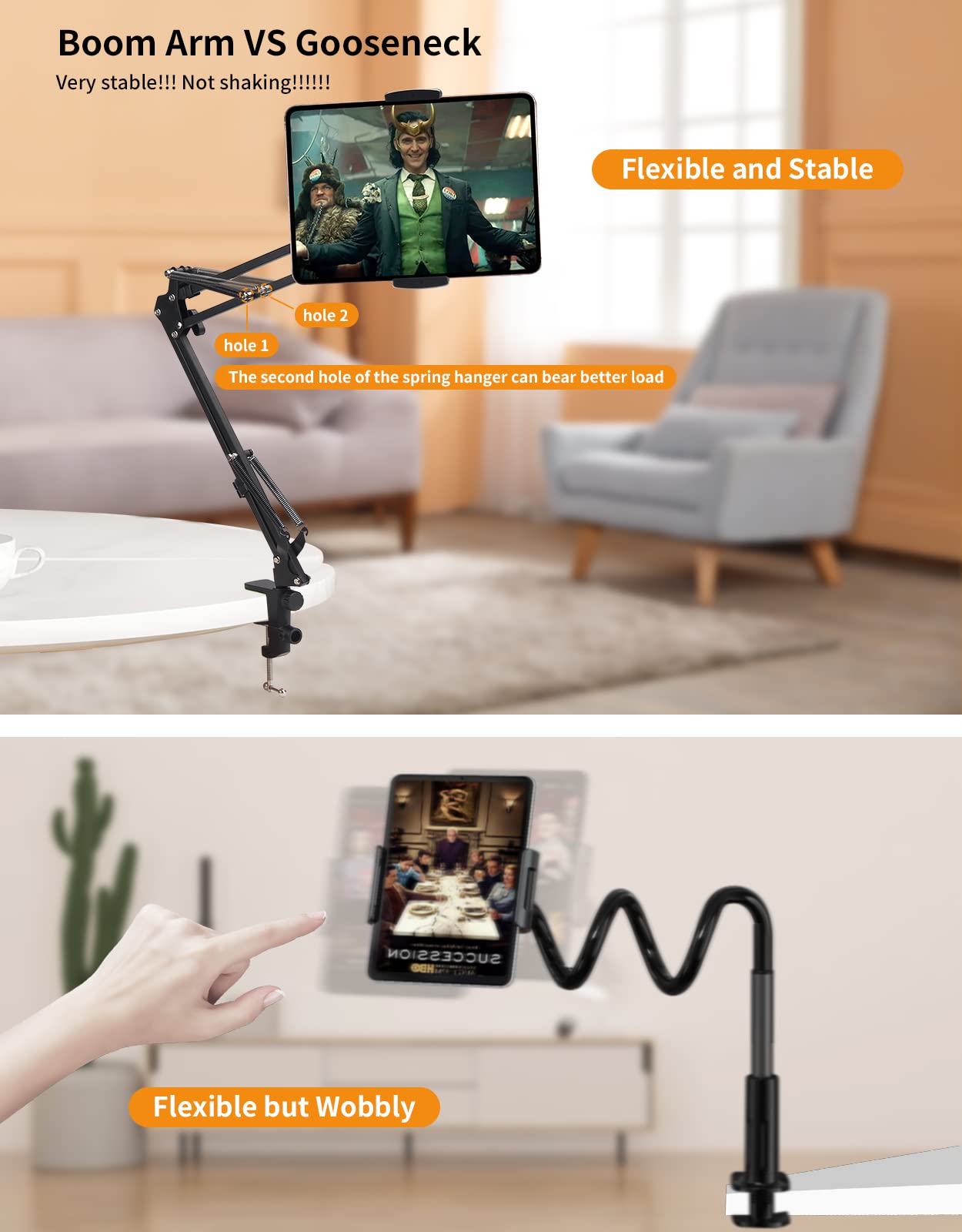 LILANZo Tablet Stand & Phone Holder, Adjustable Stand for 4.6-12.9'' Devices, Compatible with iPad, iPhone, Kindle, Fire HD, Nintendo Switch, Samsung, GoPro etc.