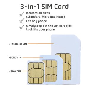 Europe UK Travel SIM Card (95 GB, 28 Days) - Prepaid SIM Card w/Data & Unlimited Minutes to EU & UK Numbers - 3-in-1 Tethering/Hotspot Card - Standard, Micro, & Nano SIM Card for Unlocked Phones