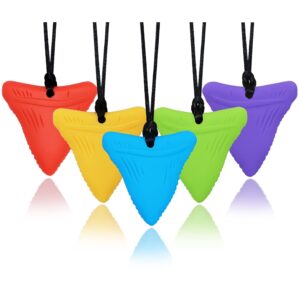 chew necklace for kids adults, silicone chew toys for kids boys girls with anxiety autism adhd spd needs, autism sensory necklaces for chewing - 5 pack