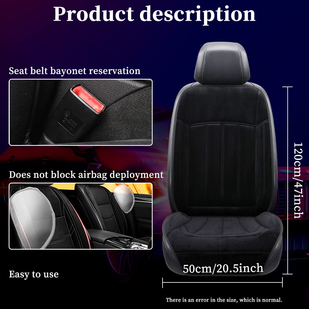 Car Seat Cushion Chair Cushion Auto Seat Cushion for Full Back and Seat, Velour Seat Car Cushion Front Chair Pad, Seat Cushion for Car Seat Driver 1 Pack (NH001-1pcs/Black)