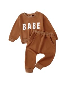 highuzza 12-18 month girl clothes baby girl clothes toddler girl clothes newborn infant babies fall outfits winter girls sweatshirt baby girls' clothing baby pant set 2 pcs brown