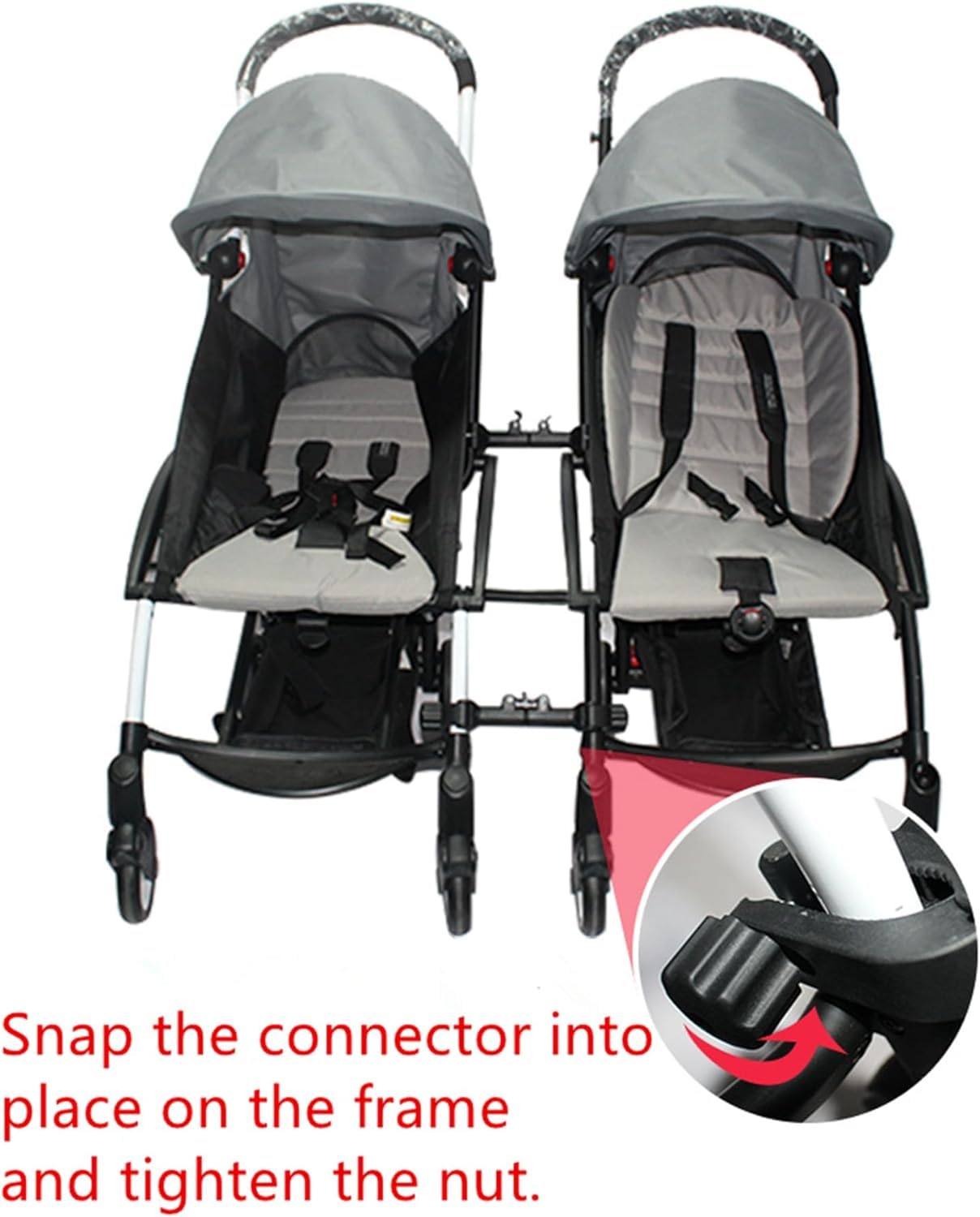 3 Pcs Twin Stroller Connector Side by Side, Universal Stable Baby Stroller Pushchair Connectors, Detachable Adjustable 2 in1 Twin Dual Stroller Connector for Two Strollers Connection ﻿