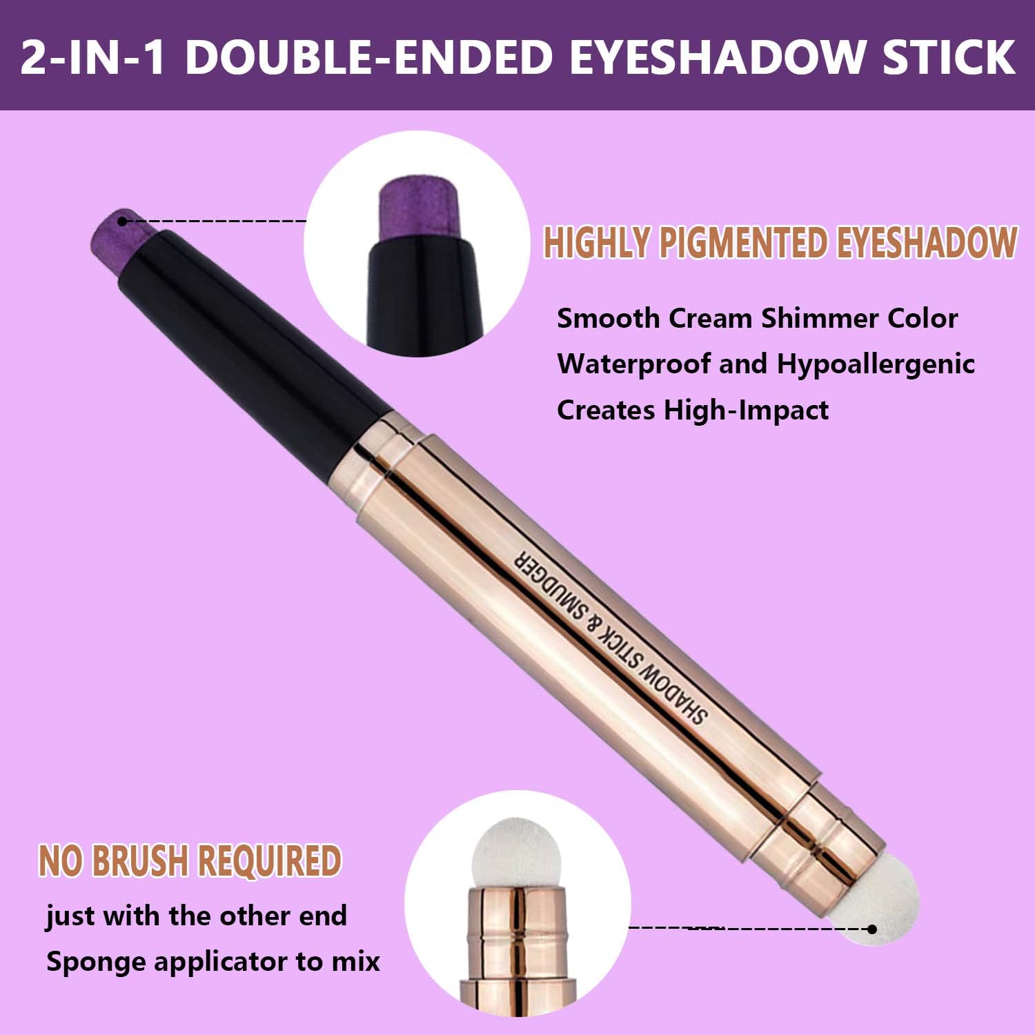 Purple Eyeshadow Stick Eyeliner pencil For Eye Makeup Cream Shimmer Smooth Glitter Dark Light Matte Single Crayon Primer Palette Hypoallergenic Natural Waterproof Long Lasting Eyeshadow