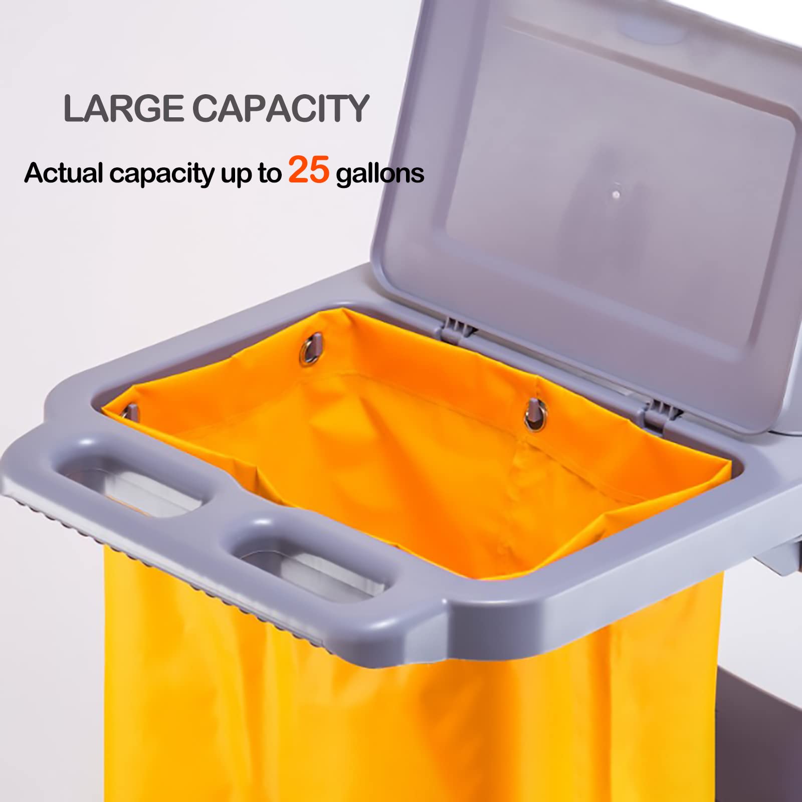 5 Pockets Replacement Janitorial Cart Bag, High Capacity Waterproof Thickened Housekeeping Commercial Janitor Cleaning Cart Bag Housekeepers Cart Bag with 6 Brass Grommets - 16 x 11 x 27 inches