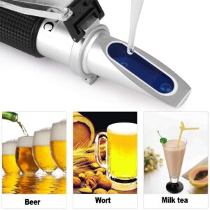 XinJiaJi Optical Hydrometer, Optical Brix Refractometer for Beer Making, Dual Scale Brix Meter - Specific Gravity 1.000-1.130 and Brix 0-32%, Alcohol 0-17% Vol, Beer Brewing Kit