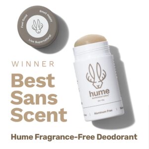 Hume Supernatural Aluminum Free Deodorant for Women & Men - Safe for Sensitive Skin - Probiotic, and Plant-Based - Long-Lasting Moisture Absorbing - Clean and Effective, Fragrance Free - 1-Pack