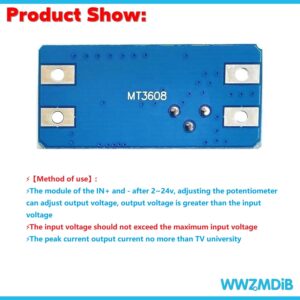 WWZMDiB MT3608 2A DC-DC Converter 2-24V to 5-28V Adjustable Boost Module (3 Pcs)