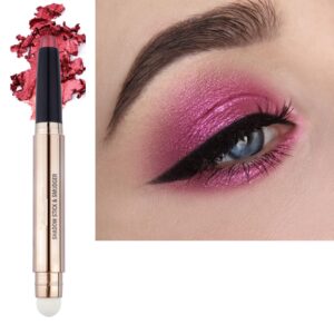 rose red eyeshadow stick 2 in 1 eye makeup cream glitter shimmer smooth matte palette single primer eyeshadow pencil, hypoallergenic waterproof long lasting eye shadow stick