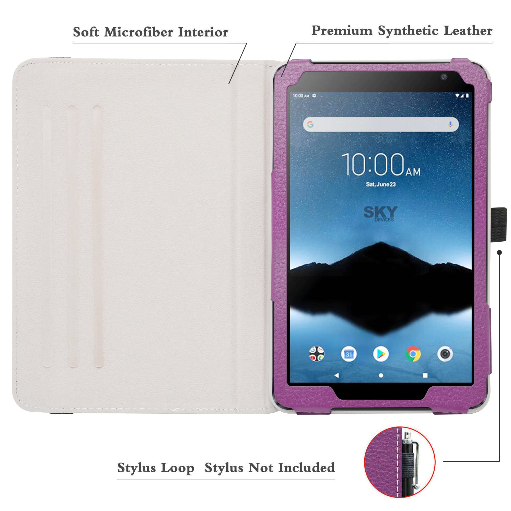 Bige for Vortex Tab 8 4g Rotating Case,DIALN X8 Ultra Case,MAXWEST Nitro 8 Case,Sky Devices Elite Octa Rotating Case,Foxx T8 Plus Rotating Case,Pritom L8 Rotating Case,Purple