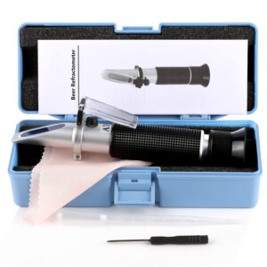 XinJiaJi Optical Hydrometer, Optical Brix Refractometer for Beer Making, Dual Scale Brix Meter - Specific Gravity 1.000-1.130 and Brix 0-32%, Alcohol 0-17% Vol, Beer Brewing Kit