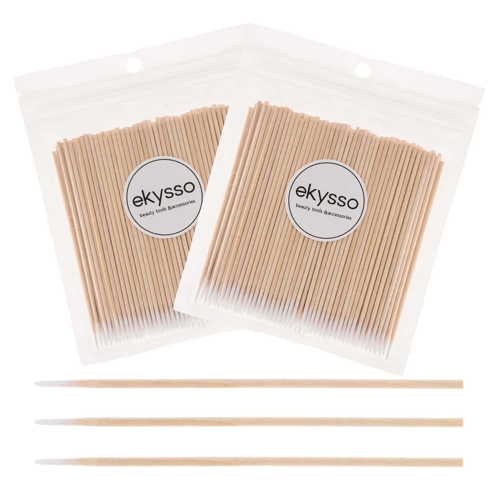 Ekysso 600 Counts 4 Inch Microblading Cotton Swabs, Microblading Supplies, Cotton Tipped Applicators with Wooden Stick, Pointed Cotton Swabs, Pointy Cotton Buds, Precision Cotton Sticks for Makeup