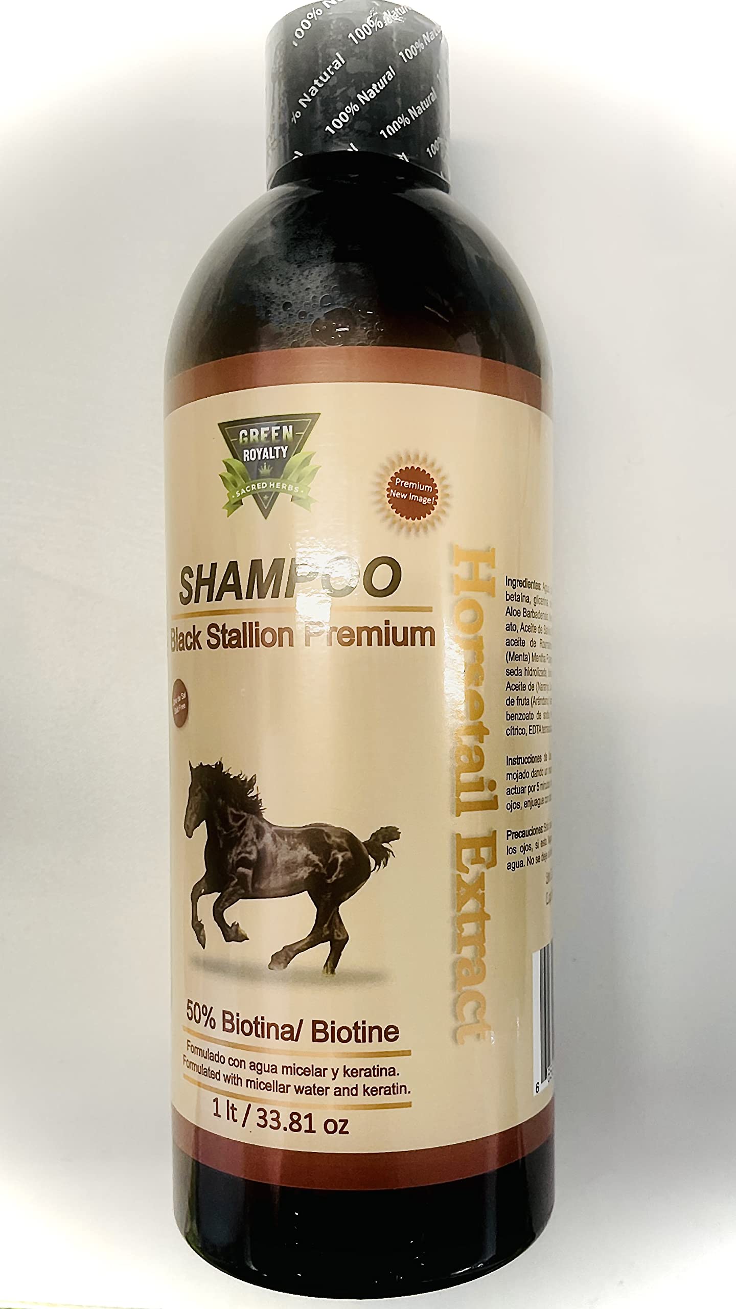 Black Stallion Premium Horsetail Shampoo * New & Improved Formula *Black Stallion Premium Horsetail Shampoo1Lt 50% biotine Shampoo COLA DE CABALLO 1Lt