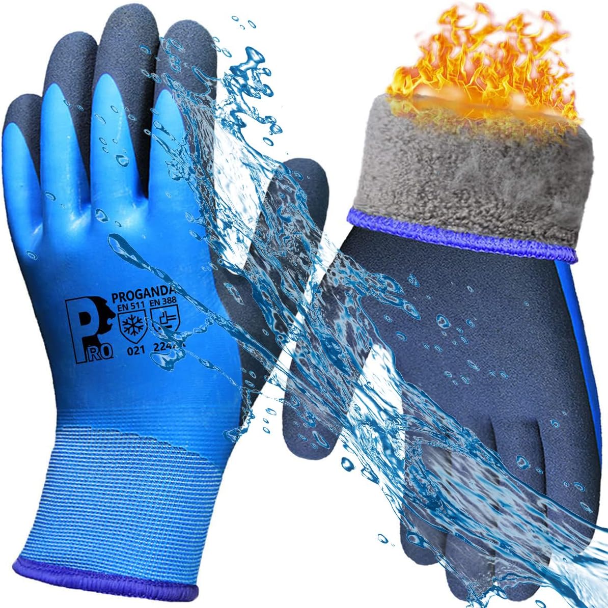 Waterproof Thermal Winter Work Gloves Fleece Liner Insulated Warm for Gardening Car Washing Fishing Outdoor