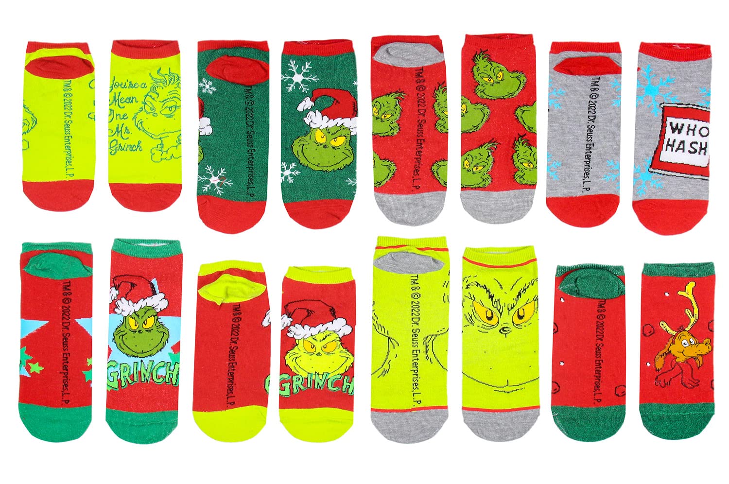 Bioworld The Grinch Merry Grinchmas 12 Grinchy Days Of Socks Mix and Match Gift Box Set