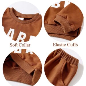 HIGHUZZA 12-18 month girl clothes baby girl clothes toddler girl clothes newborn infant babies fall outfits winter girls sweatshirt baby girls' clothing baby pant set 2 pcs brown