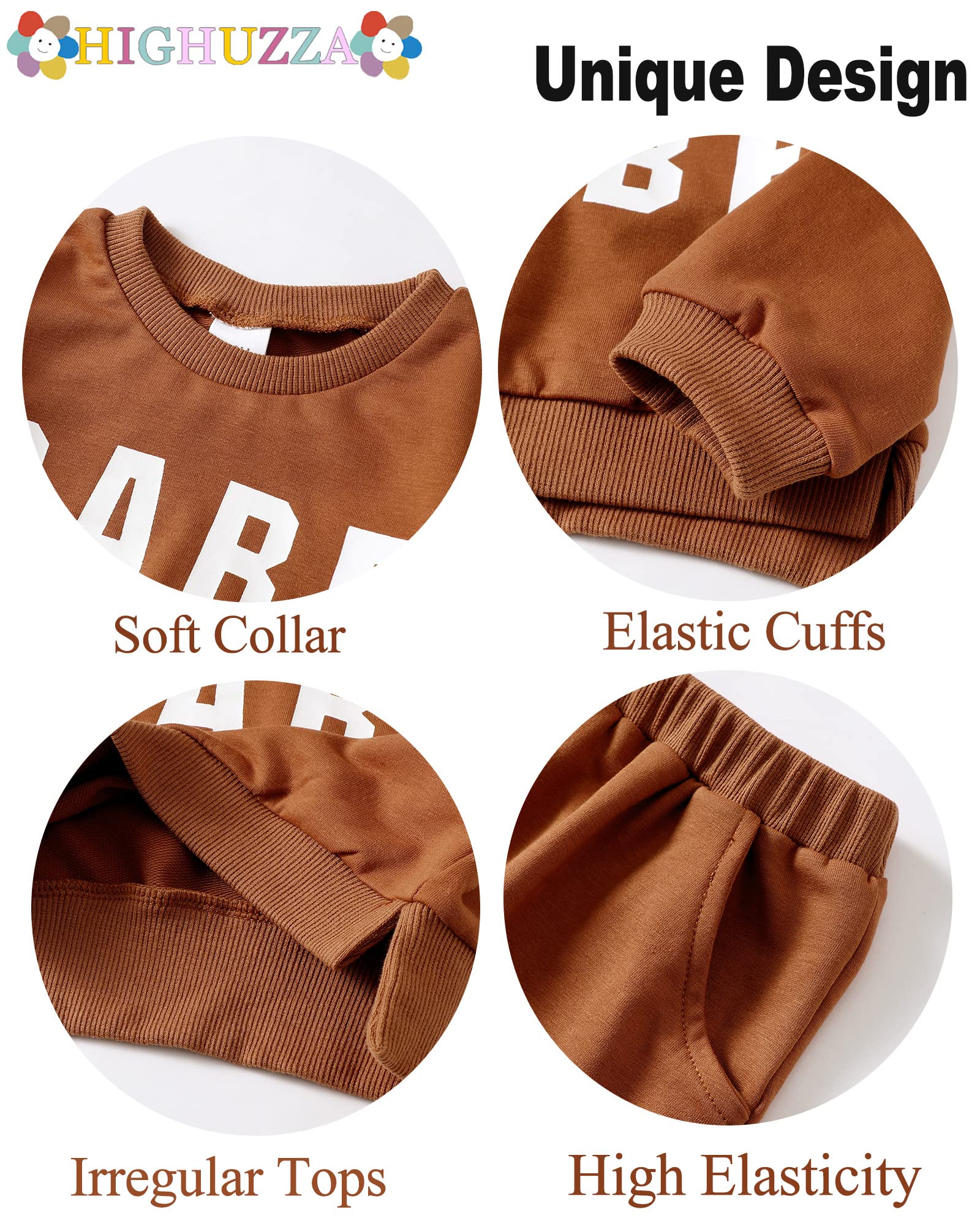 HIGHUZZA 12-18 month girl clothes baby girl clothes toddler girl clothes newborn infant babies fall outfits winter girls sweatshirt baby girls' clothing baby pant set 2 pcs brown