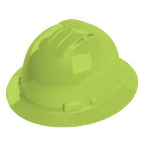 cordova h34r6v vented hard hat, full-brim style, 4-point ratchet suspension, class c, osha work-compliant, protection for construction, remodelling, hi-vis green