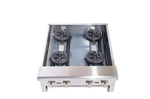 STEELBUS 24'' Heavy duty Commercial Hot Plate 4 Burner Countertop Natural or Propane gas Restaurant Equipment for Soups BTU-112000