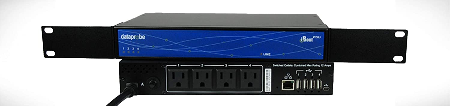 Dataprobe iBoot-PDU4A-N15, 115VAC/15A, 4 Outlets (NEMA 5-15R), 1U Rack Mount Power Strip, 7' Power Cord, Switched & Managed PDU with Cloud, Server Rack PDU, Smart Power Strip