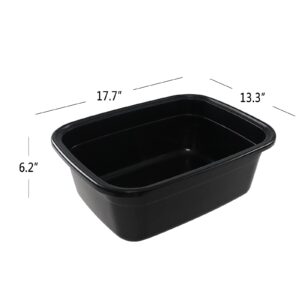 Bblina 3-Pack 18 Quarts Rectangular Dish Basin, Plastic Dish Washing Pan, Black