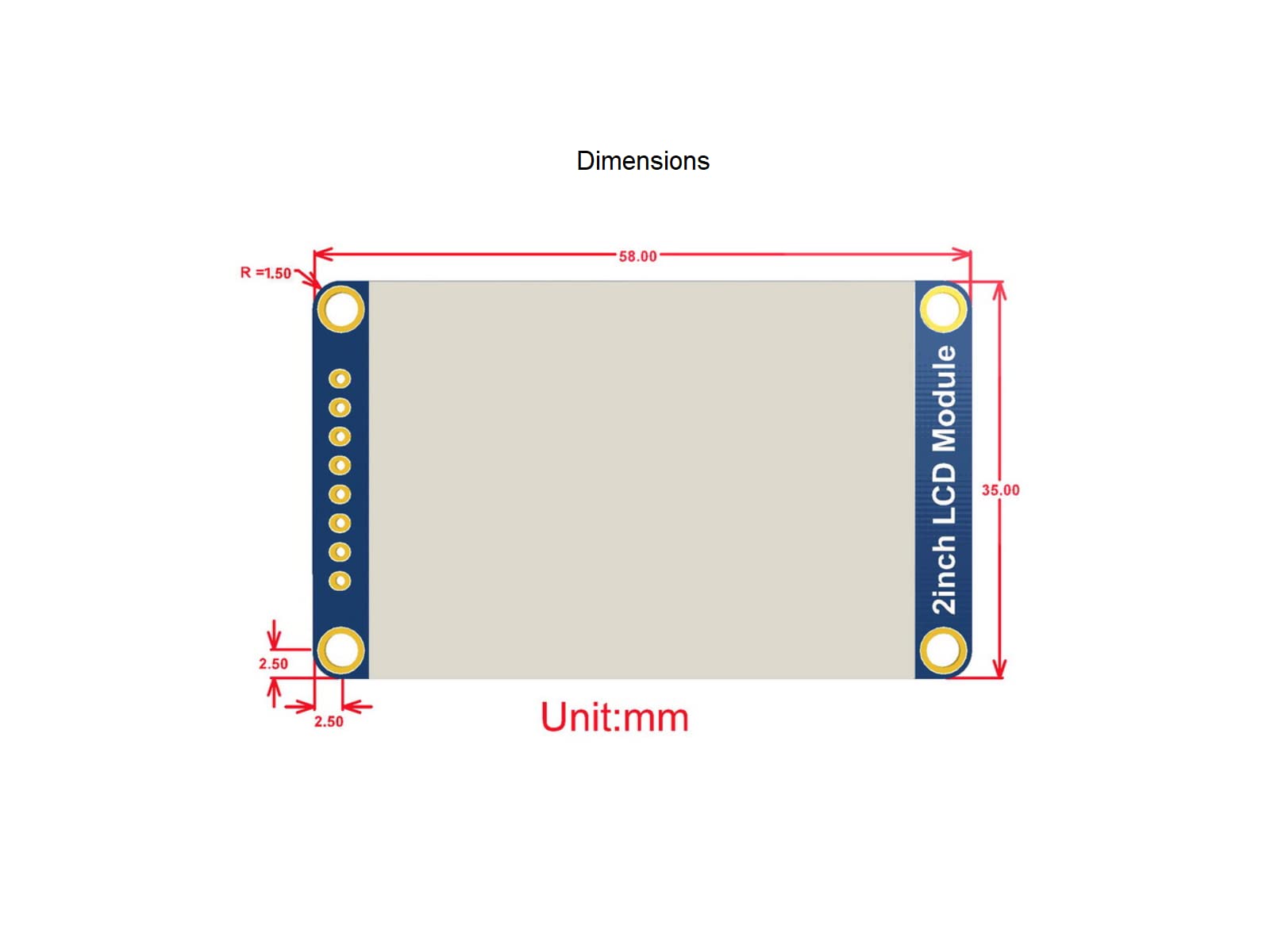 waveshare 2inch LCD Display Module,General 240×320 Resolution IPS Screen RGB 262K Color Display,ST7789 Driver,SPI Interface,LED Backlight