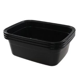 Bblina 3-Pack 18 Quarts Rectangular Dish Basin, Plastic Dish Washing Pan, Black