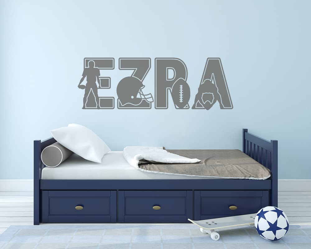 Football Custom Name Vinyl Wall Decal Sticker Art for Boys, Bedroom and Ball Player Theme Room Decor for Kids